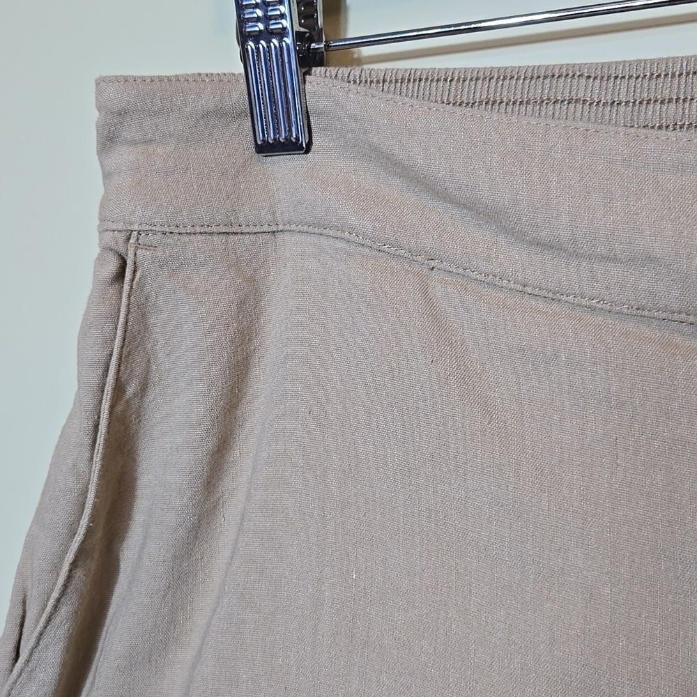 H by Halston Tan Linen Wide‎ Leg Pants NWT Size Large Pull On Crop Elastic Waist - Picture 6 of 10